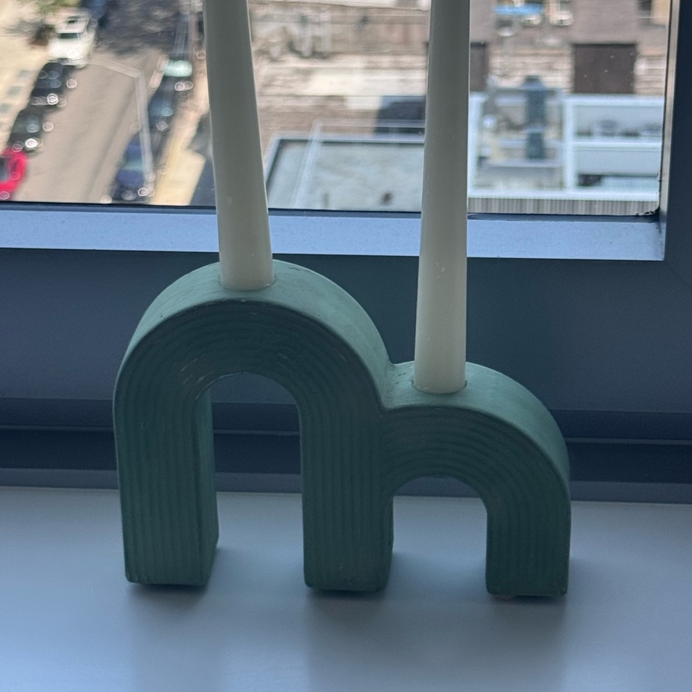 HOLD FOR DANIELLA Modern Green Arch Candle Holder